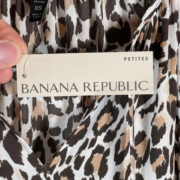 Banana‎ Republic Leopard Full Length Long Sleeve Dress XS Petite - Picture 4 of 9